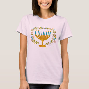 HANUKKAH Menorah bloemenkrans Joodse feestdag T-shirt