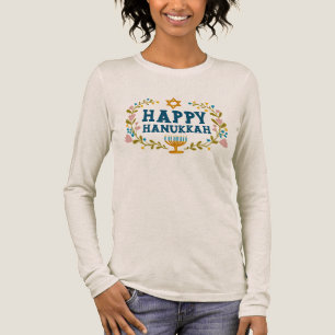HANUKKAH Menorah bloemenkrans Joodse feestdag Tri-Blend Shirt