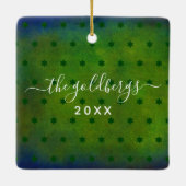 Hanukkah Menorah Candle Script Name Green Keepomwi Keramisch Ornament (Achterkant)