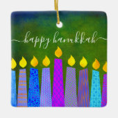 Hanukkah Menorah Candle Script Name Green Keepomwi Keramisch Ornament (Voorkant)