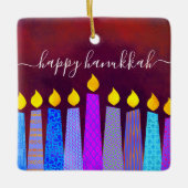 Hanukkah Menorah Candles Script Name Red Keepomwil Keramisch Ornament (Voorkant)