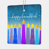 Hanukkah Menorah Candles Turquoise Keepomwille Cus Keramisch Ornament (Links)