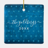 Hanukkah Menorah Candles Turquoise Keepomwille Cus Keramisch Ornament (Achterkant)