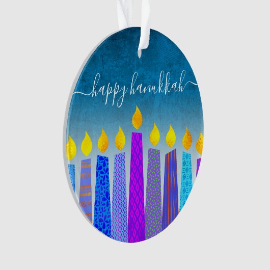 Hanukkah Menorah Candles Turquoise Keepomwille Cus Ornament (voorkant)