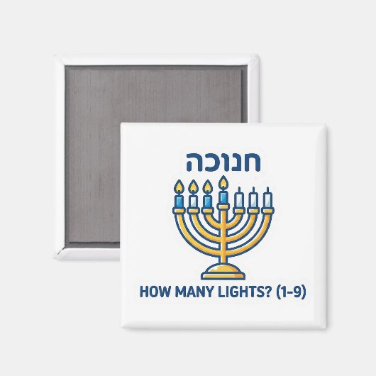 Hanukkah Menorah Counting Game - Educational Math Magneet (Voorkant / Achterkant)