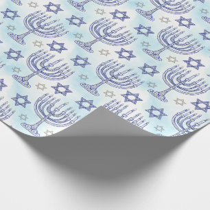 Hanukkah Menorah Davidster Doodle Kunststijl Cadeaupapier