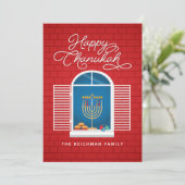 HANUKKAH Menorah Dreidel Wenskaart (Staand voorkant)