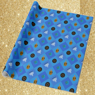 Hanukkah Menorah Dreidels star Cadeaupapier