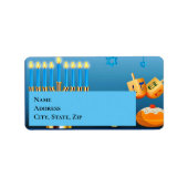 Hanukkah Menorah en Dreidels Etiket (Voorkant)