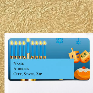 Hanukkah Menorah en Dreidels Etiket