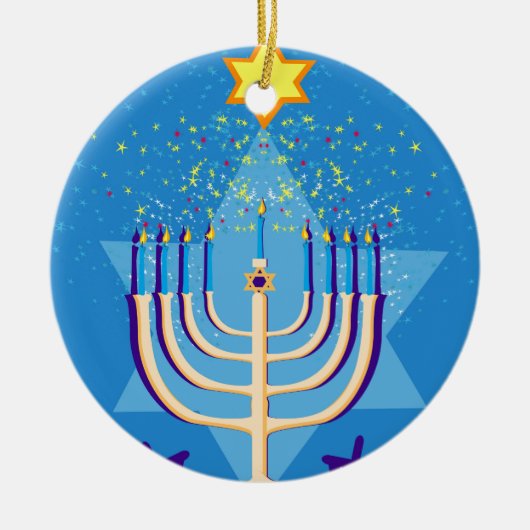 hanukkah menorah keramisch ornament (Voorkant)