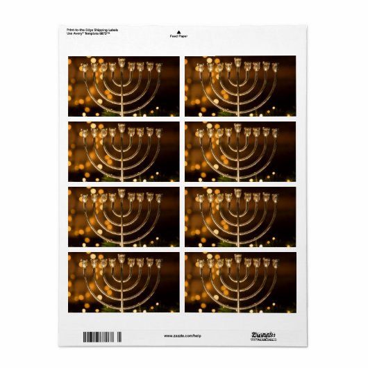 Hanukkah Menorah Label (Full Sheet)
