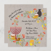 Hanukkah Menorah met de uitnodiging van kaarsen (Voorkant / Achterkant)