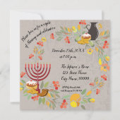 Hanukkah Menorah met de uitnodiging van kaarsen (Voorkant)