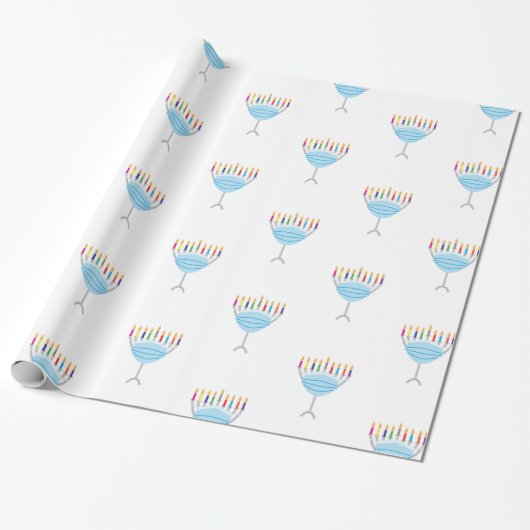 Hanukkah Menorah met gezichtsmasker Cadeaupapier (Uitgerold)