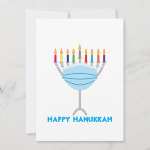 Hanukkah Menorah met gezichtsmasker Feestdagenkaart