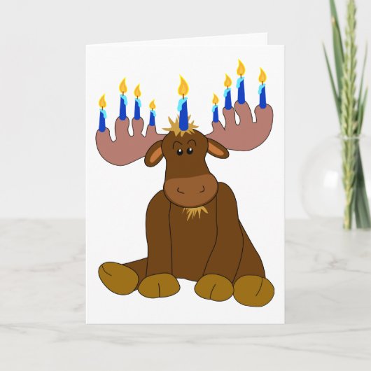 Hanukkah Menorah Moose Kaart (Voorkant)