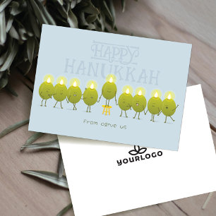 Hanukkah Menorah Olijven   Logo van Pale Blue Comp Feestdagenkaart