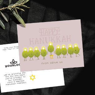 Hanukkah Menorah Olijven Mauve Bedrijfslogo Briefkaart