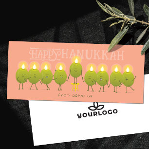 Hanukkah Menorah Olives   Peach Company Logo Kaart