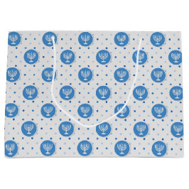 Hanukkah Menorah over Polka Dots Large Cadeauzakje