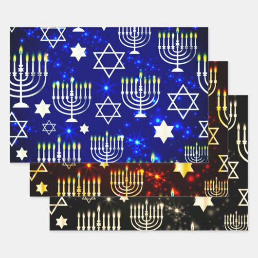 Hanukkah Menorah Pattern Inpakpapier Vel (Set)