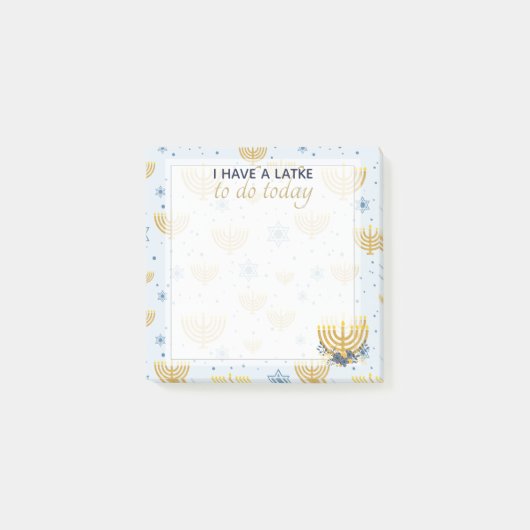 Hanukkah Menorah & Star van David Pattern | Blauw Post-it® Notes (Voorkant)