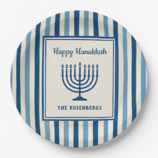 Hanukkah Menorah Stripes Trendy Custom  Papieren Bordje