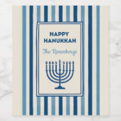 Hanukkah Menorah Stripes Trendy Custom Wijn Etiket (Enkel label)