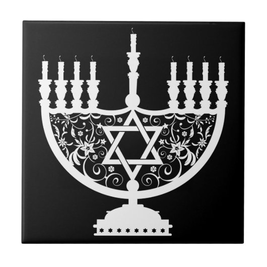 Hanukkah Menorah Tegeltje (Voorkant)