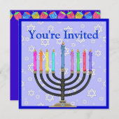 Hanukkah Menorah Uitnodiging (Voorkant / Achterkant)