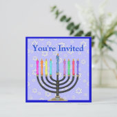 Hanukkah Menorah Uitnodiging (Staand voorkant)
