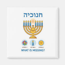 Hanukkah Menorah "What is Missing?" Logic Game Magneet