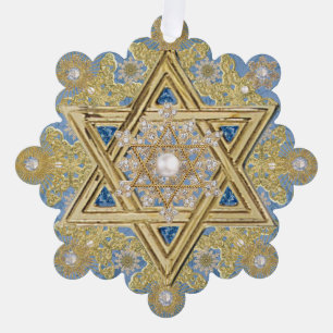 Hanukkah Met Juweel Versierde Sneeuwvlok Ornament Kaart