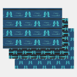 Hanukkah Metallic Bows Inpakpapier Vel