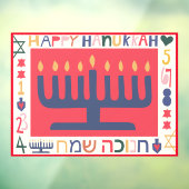 Hanukkah Modern Menorah Window Cling Raamsticker (Vel 3)