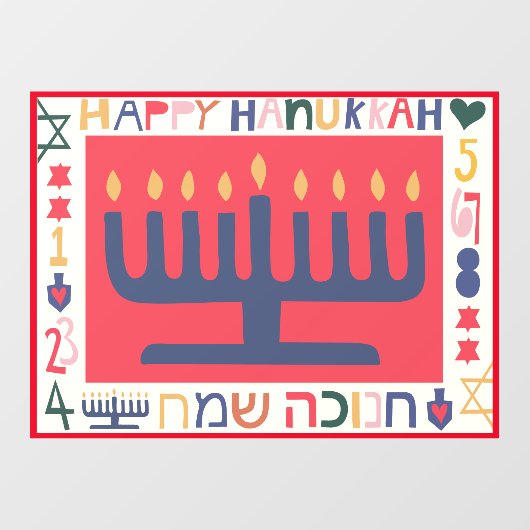 Hanukkah Modern Menorah Window Cling Raamsticker (Vel)