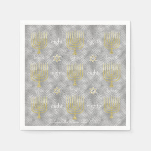 Hanukkah Napkin Personalize "Elegant Menorahs" Servetten
