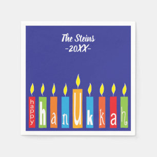 Hanukkah Napkins personalize "Hanukkah Candles" Servet