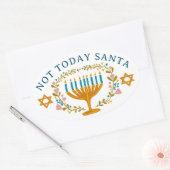 HANUKKAH NIET VANDAAG SANTA Funny Bloemen Hand-get Ovale Sticker (Envelop)