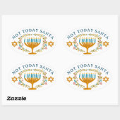 HANUKKAH NIET VANDAAG SANTA Funny Bloemen Hand-get Ovale Sticker (Vel)
