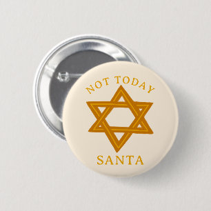 HANUKKAH NIET VANDAAG SANTA Funny STAR Hand-getrok Ronde Button 5,7 Cm