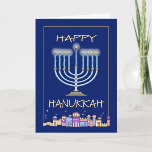 Hanukkah Night Feestdagen Kaart (Voorkant)