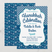 Hanukkah nodiging Blue Menorah Star van David Kaart (Voorkant / Achterkant)
