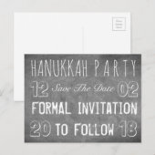 Hanukkah-partij bewaart de datum-alkbordstijl aankondigingskaart (Voorkant / Achterkant)