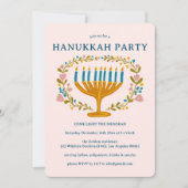 HANUKKAH PARTY Menorah bloemenkrans CUSTOM Kaart (Voorkant)