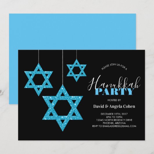 Hanukkah Party Star van David Kaart (Voorkant / Achterkant)