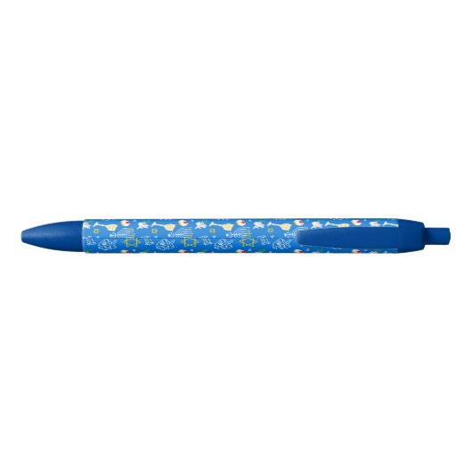 Hanukkah Pattern Blauwe Inkt Pen (Achterkant)