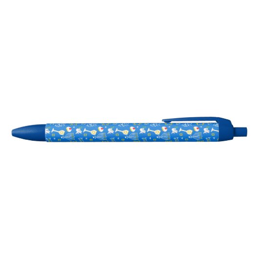Hanukkah Pattern Blauwe Inkt Pen (Bovenkant)