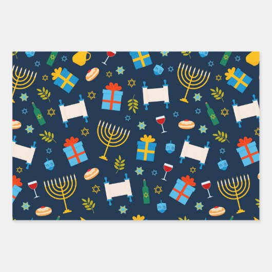 Hanukkah Pattern Wrapping Paper (Voorkant 2)